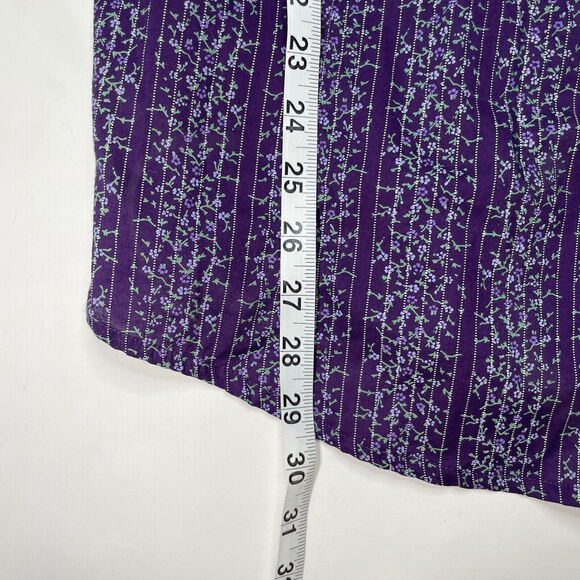 Vtg Mainstreet Blues Embroidered Purple Cotton Blend Button Blouse Size L Lace - Picture 9 of 9